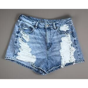 American Eagle Jean Shorts Womens 6 Fade Distressed Heavy Rip Tear Fringe 30/3